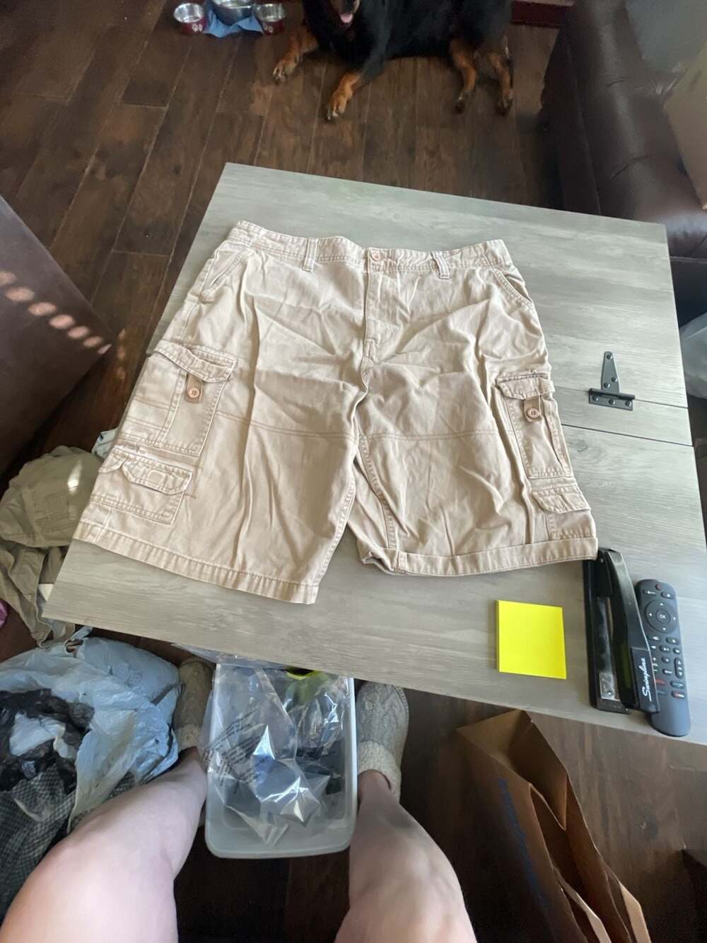 #B03 Airwalk Men's Khaki Cargo Shorts Size 36 Utility Multi Pocket